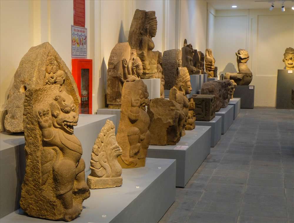 The Cham Museum in Da Nang, showcasing a stunning collection of Cham sculptures and artifacts, set against a backdrop of lush greenery, reflecting the rich cultural heritage of the Cham civilization.
