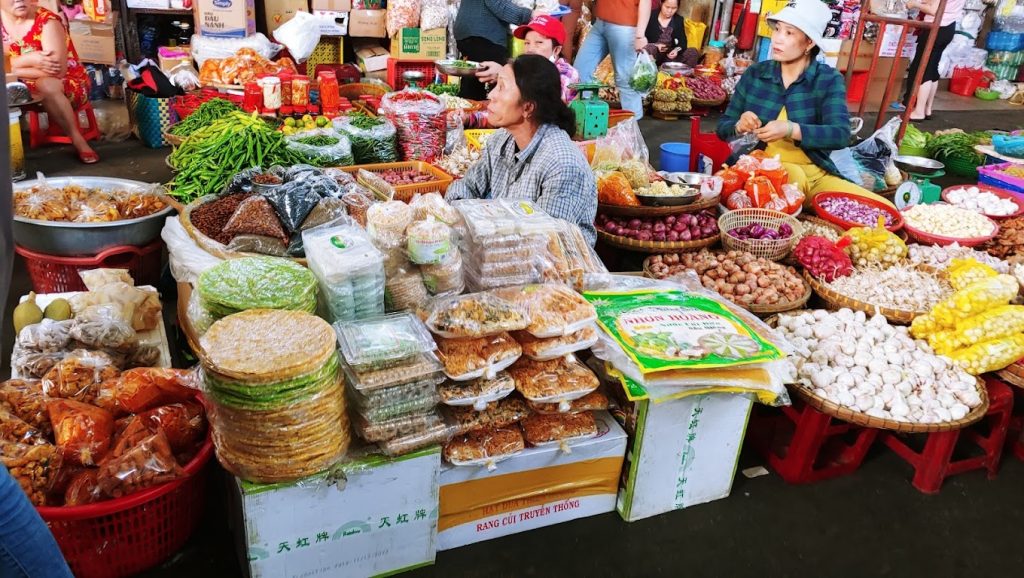 This vibrant stall at Con Market captures the essence of local life in Da Nang. Overflowing with fresh produce, traditional snacks, and handmade goods, the stall invites visitors to explore the rich flavors and textures of Vietnamese cuisine. The bustling atmosphere and friendly vendors create a lively shopping experience, making it a must-visit spot for anyone looking to indulge in authentic local culture.