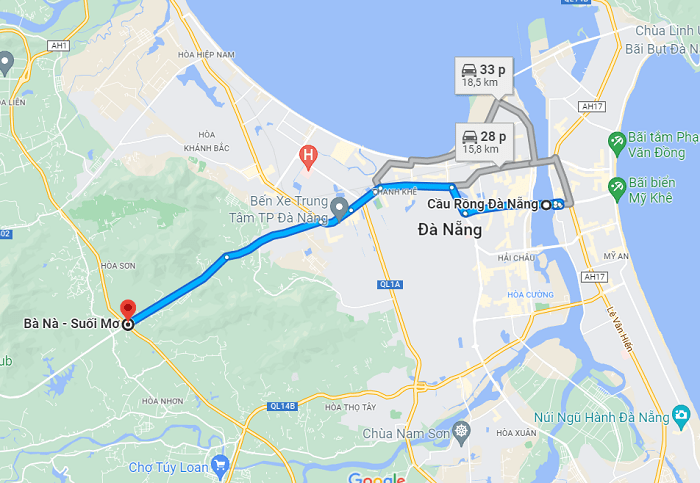 Directions from Dragon Bridge to Mo Suoi